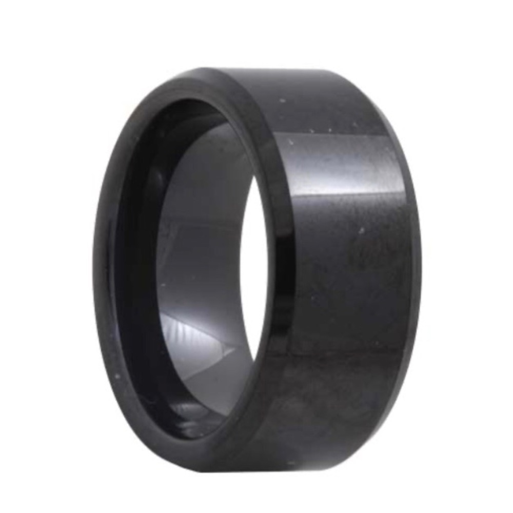 Black Tungsten Carbide Beveled Men’s ring 10mm size 14 NIB